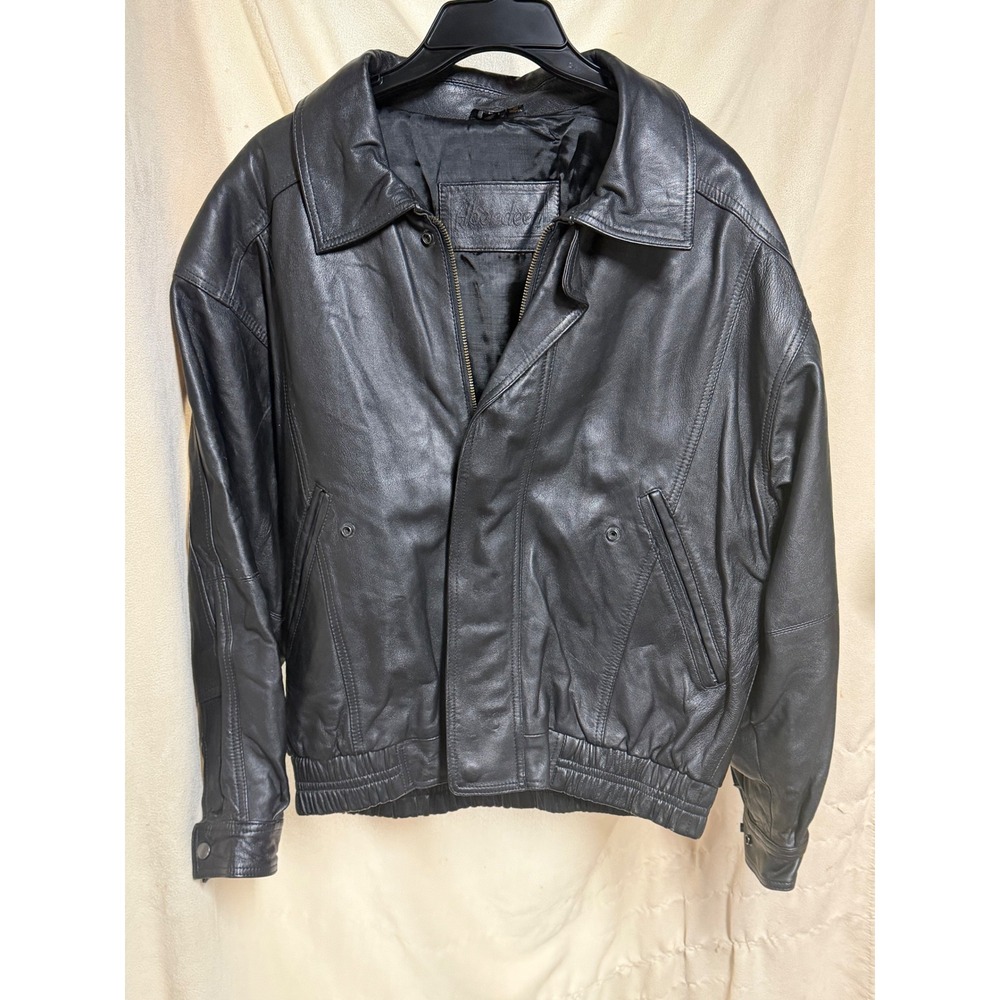 Aberdeen Vintage Black Genuine Leather Bomber Jacket Style 5839 Mens Small